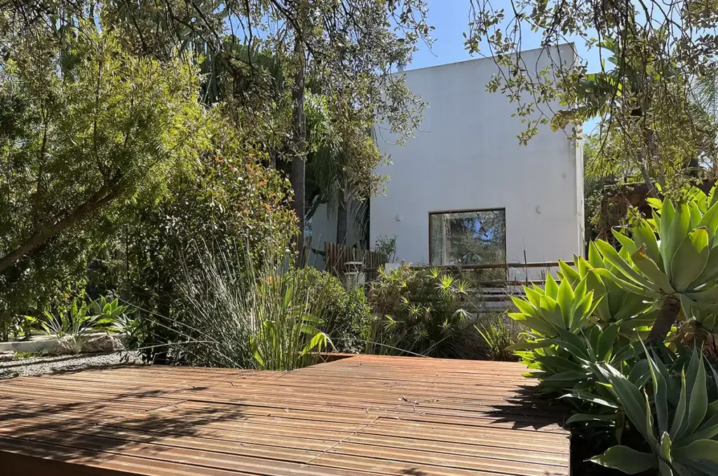 Yoga deck at the fish pond Casa Agave - South facing yoga deck at fish pond